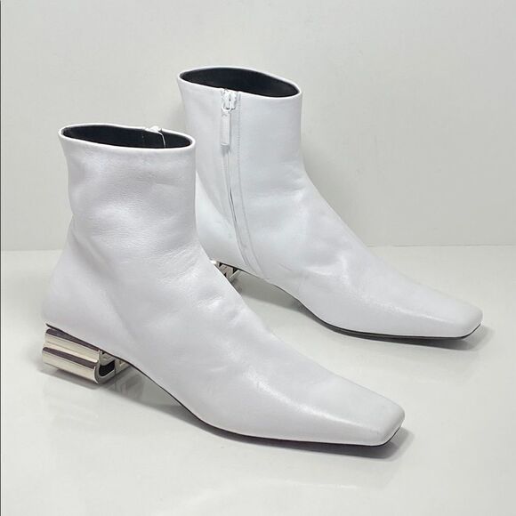 Balenciaga White Typo BB Heel Leather Ankle Boots size 39 - Picture 8 of 15